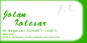 jolan kolesar business card